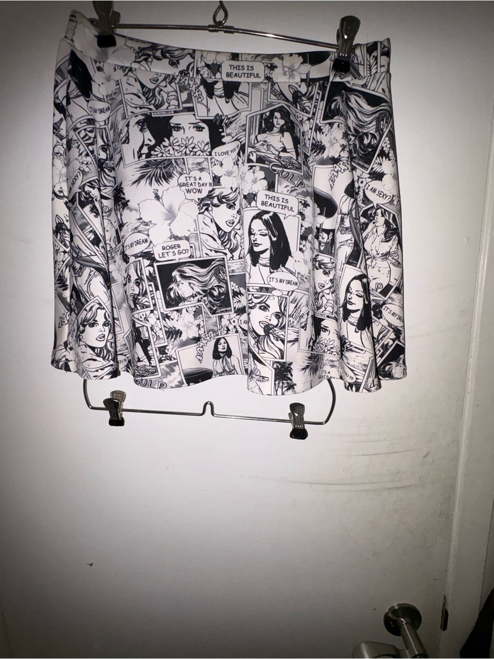 twik Monochrome Comic-Panel Skater Skirt